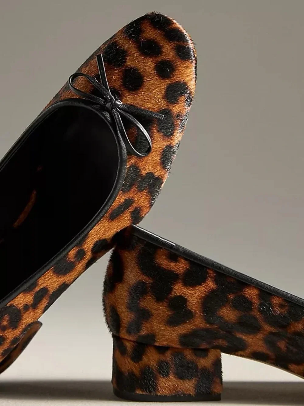 reformation terry ball leopard print kitten heel shoes